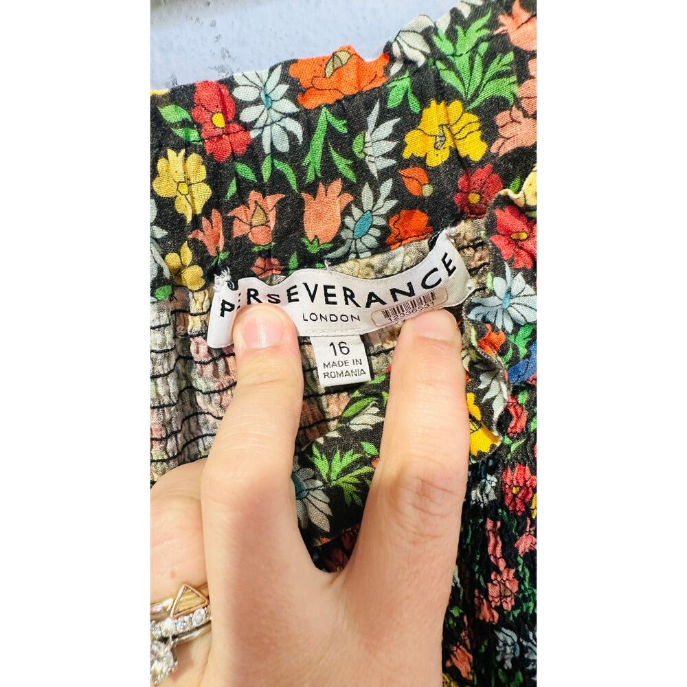 PERSEVERANCE Multicolor Floral Print Blooms Smocked Midi Skirt size 16 US 12 - Picture 9 of 12